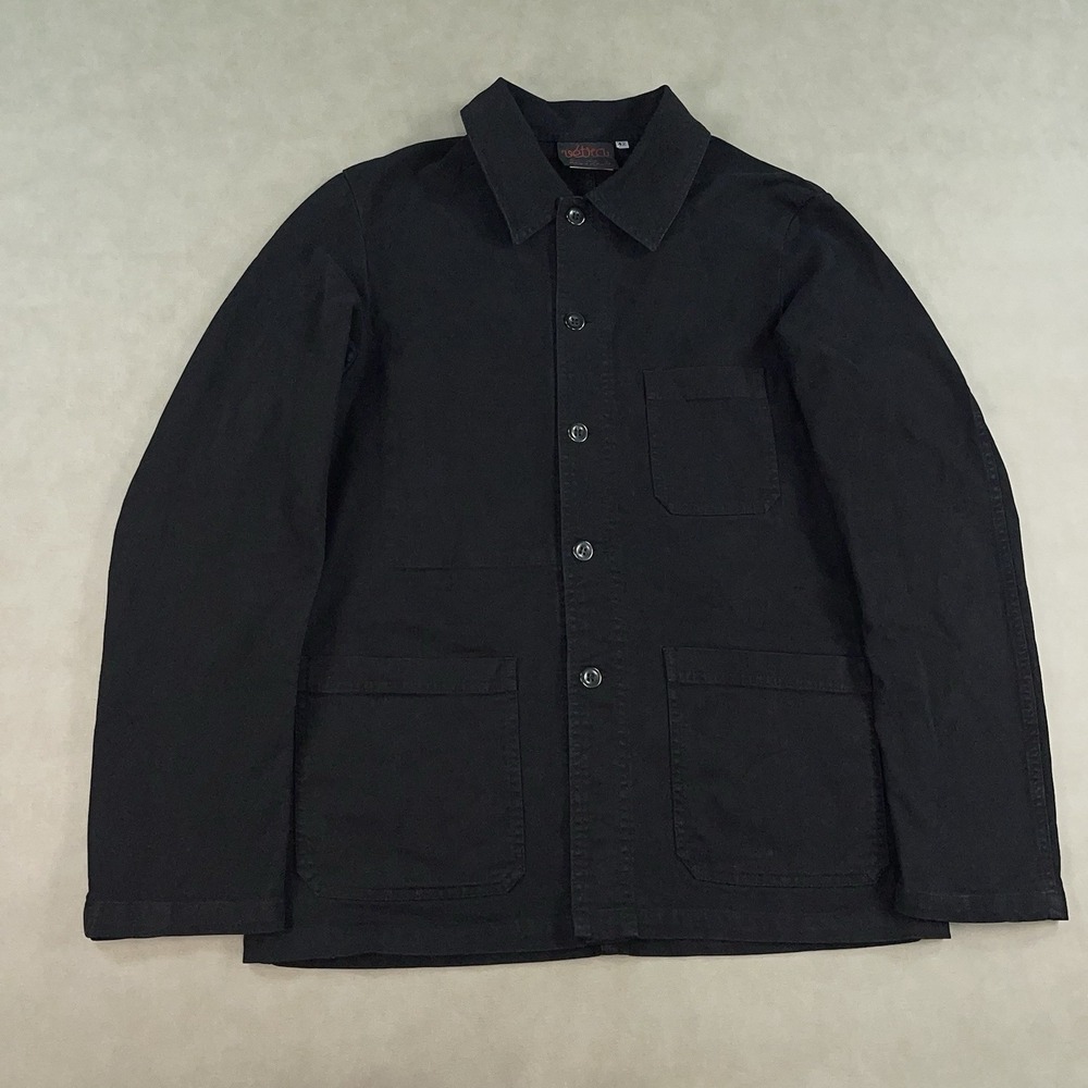 Vetra French Chore Jacket Size 42 Black Cotton Button Up Pockets Workwear Coat